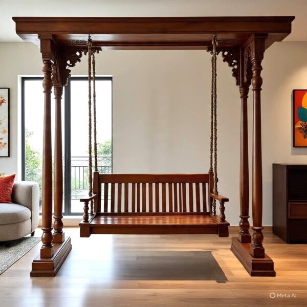 Wood Swing Set Wooden Baby Swing Cot | Indoor & Outdoor Porch Swing Bench | Luxury Wooden Swing for Home & Garden - Image 10