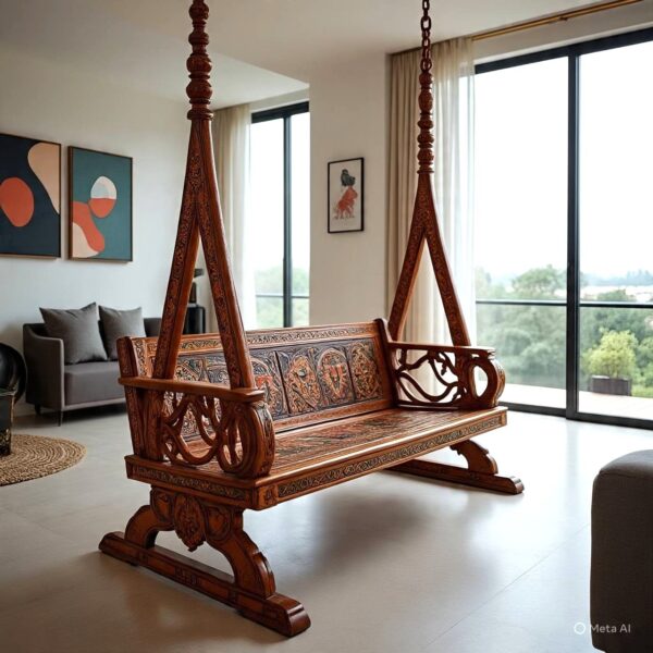 Wood Swing Set Wooden Baby Swing Cot | Indoor & Outdoor Porch Swing Bench | Luxury Wooden Swing for Home & Garden - Image 8