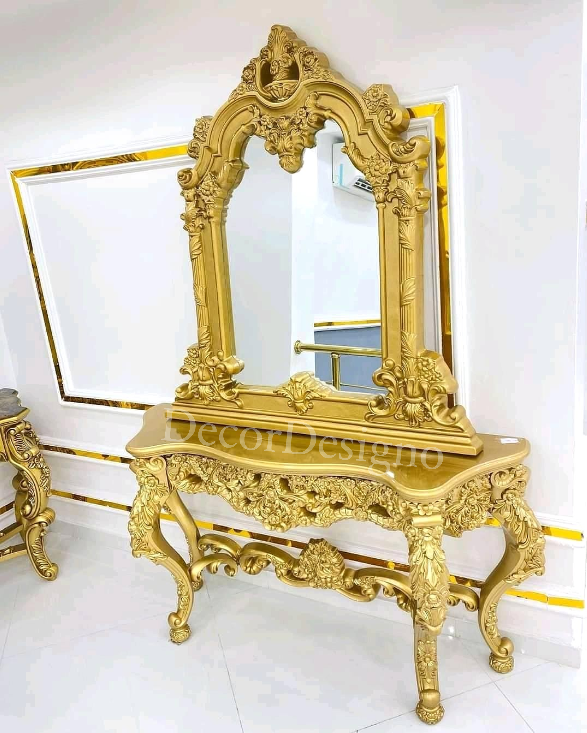 Elegant Console Table with Matching Stools Set décor Designo furniture Chiniot