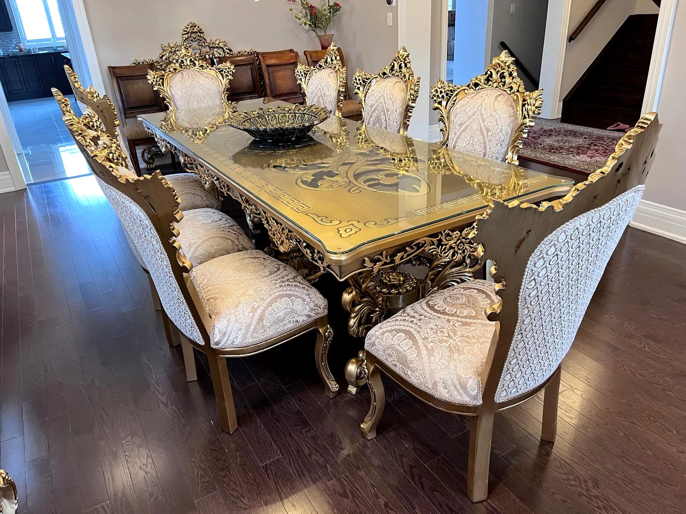 Luxury Solid Wood Dining Table Set Handmade Premium Design 