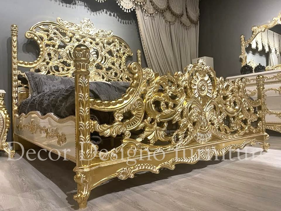 Luxury Solid Wood King Size Bed Design Sheesham Wood Masterpiece - Image 3