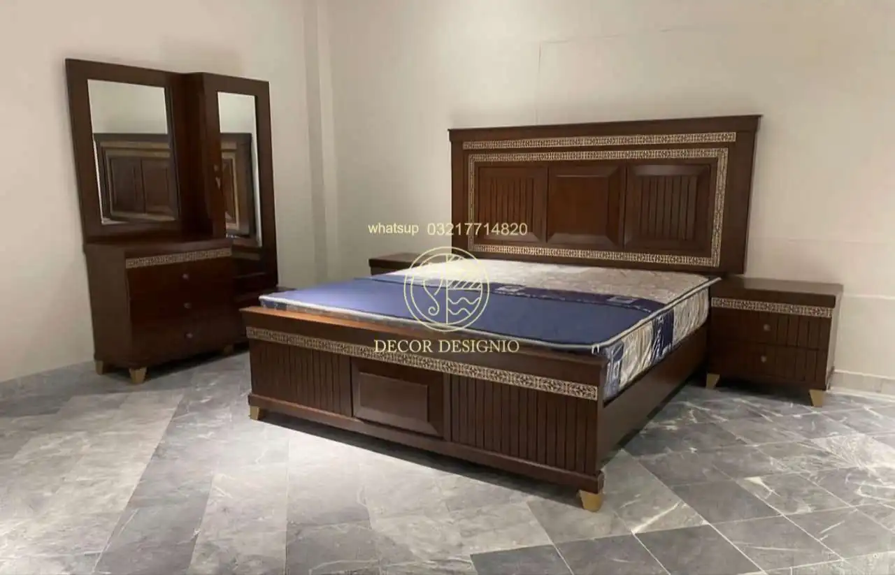 Handcrafted Chinioti Bed Set Design Luxury Wooden King Size - Image 4