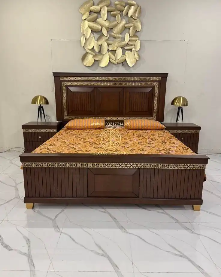 Wooden Chinioti Bed Set Design | Luxury King Size Hooker Bedroom Furniture Style
