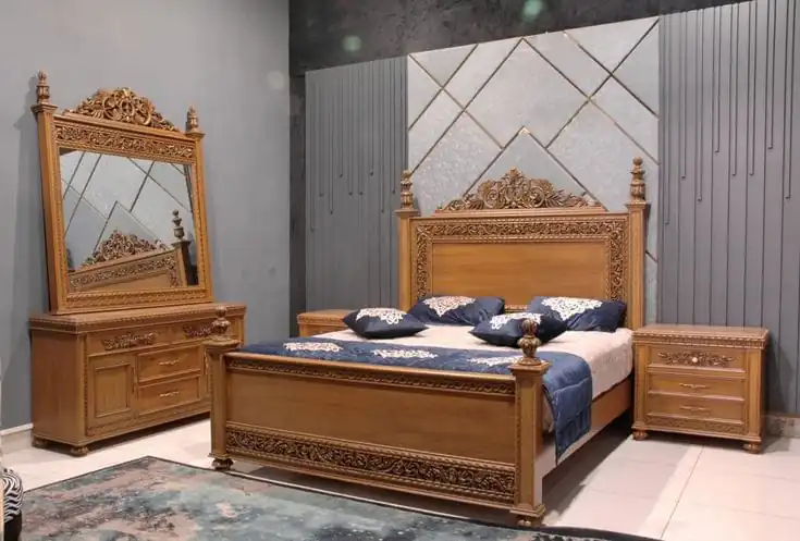 Handcrafted Chinioti Bed Set Design Luxury Wooden King Size - Image 10
