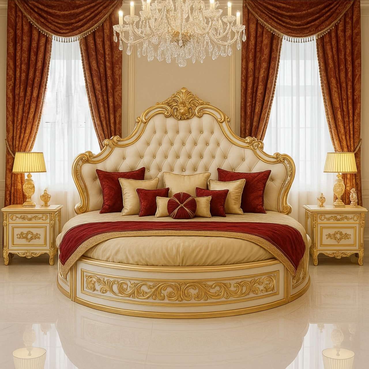 Round King Size Bed Set | Premium Wooden Bed Furniture – Best Buy Online