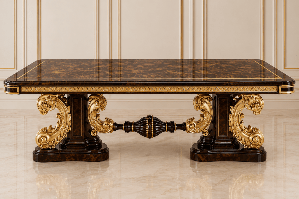 Chinioti Dining Table Gold Carved Luxury Design