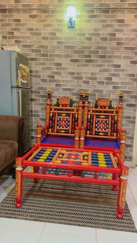 Chinioti Rangla Peera Set Handcrafted Wooden Furniture