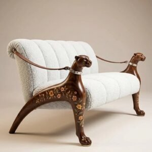 Handcrafted Sofa Set Luxury Wooden & Fabric Sofa