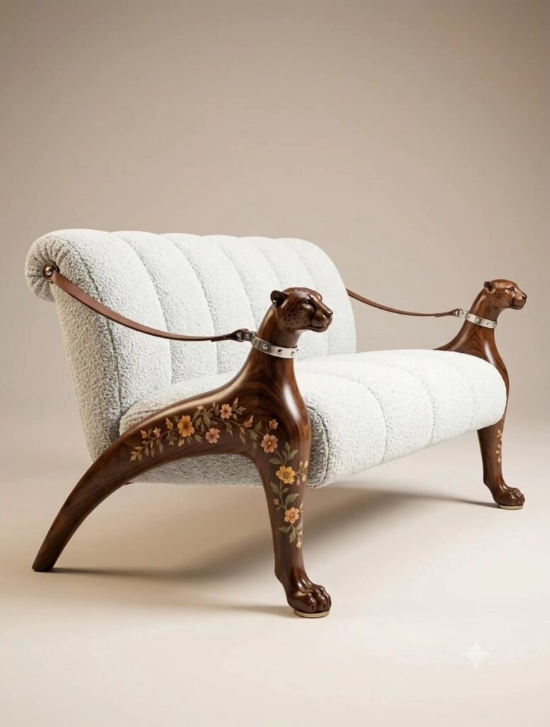 Handcrafted Sofa Set Luxury Wooden & Fabric Sofa