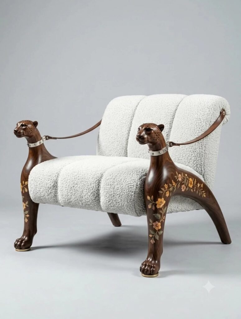 Handcrafted Sofa Set Luxury Wooden & Fabric Sofa