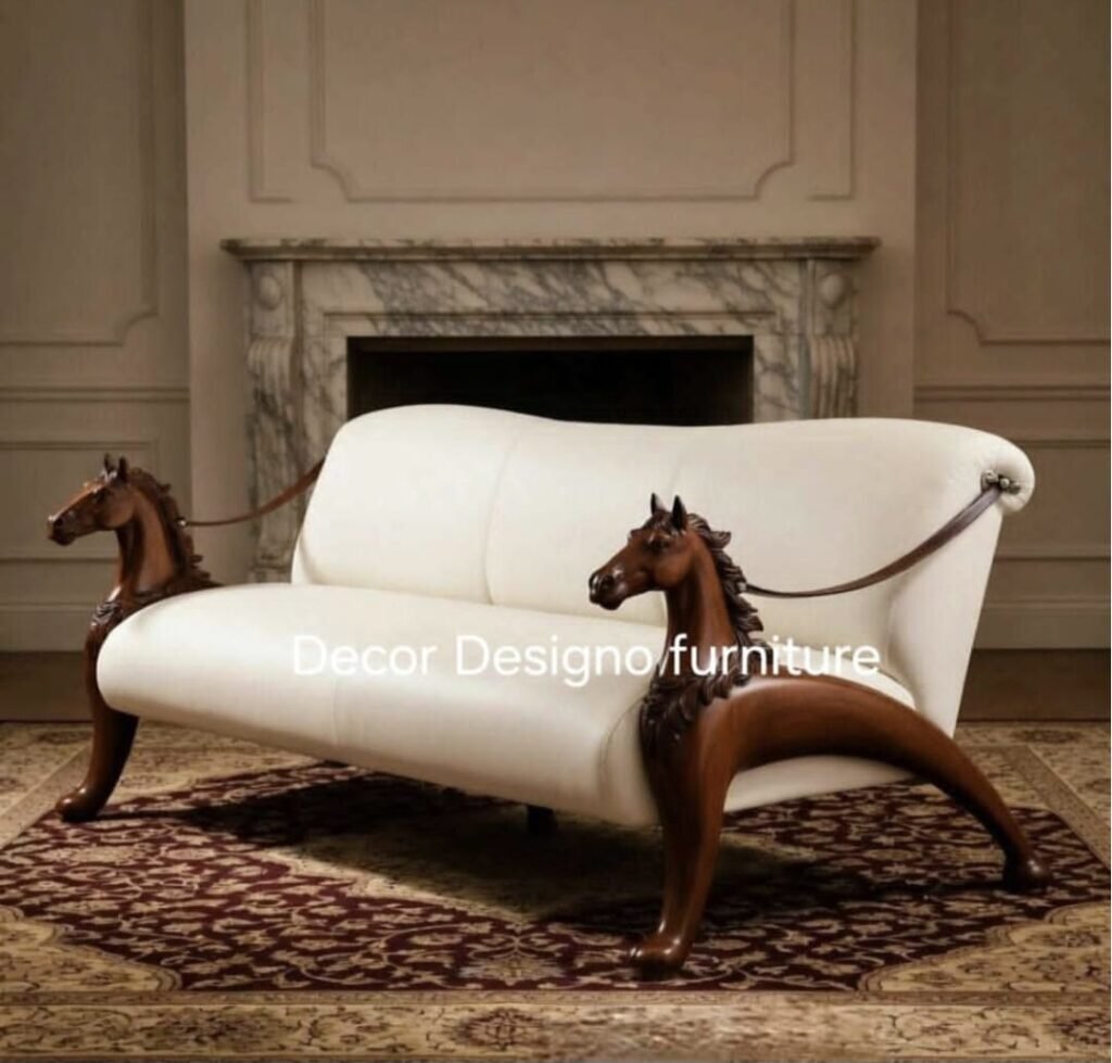 Handcrafted Sofa Set Luxury Wooden & Fabric Sofa