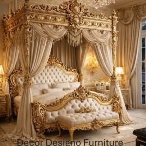 Solid Wood Canopy Bed Luxury Four Poster Design