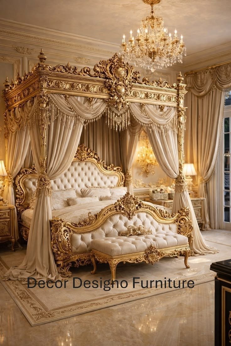 Solid Wood Canopy Bed Luxury Four Poster Design